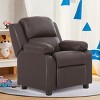 Deluxe Padded Kids Sofa Armchair Recliner Headrest Children w/ Storage Arm Brown - 2 of 4
