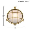 Possini Euro Design Anjali 10" High Industrial Outdoor Wall Light Fixture Mount Porch House Bulkhead Weatherproof Gold Brass Finish Glass Shade - 4 of 4