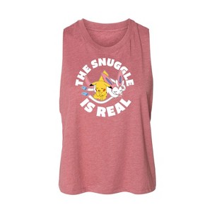 Women's Pokémon The Snuggle Is Real Pikachu And Sylveon Graphic Racerback Tank - Heather Mauve - Small - 1 of 2