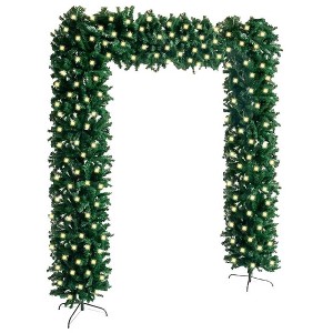 Aghana Digitals Green LED Christmas Tree Arch with Warm White Lights, PVC & Steel Construction, - 1 of 4