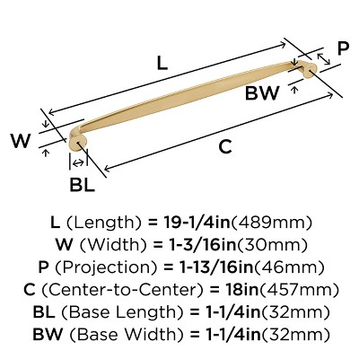 Champagne Bronze 18" Modern Appliance Pull with Mounting Hardware