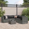 vidaXL 6 Piece Patio Lounge Set - Gray Poly Rattan with Cushions - Outdoor/Garden/Deck Furniture - 2 of 4
