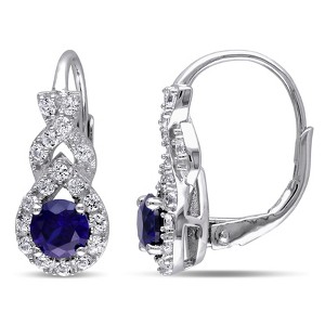 EVERLY JEWELRY | Created Blue and White Sapphire Twist Leverback Earrings in Sterling Silver - 1 of 4