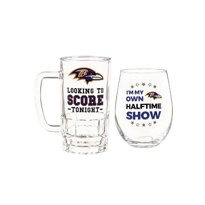 Baltimore Ravens, Stemless 17OZ Wine & Beer 16 OZ  Gift Set