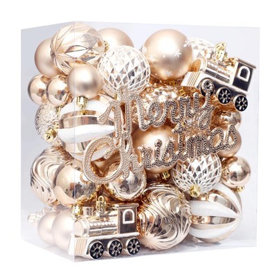 65ct Christmas Balls Ornaments, Shatterproof Plastic Decorative Baubles for Xmas Tree Decor, Multi-Size Christmas Ornaments Set for Tree, Home Indoor