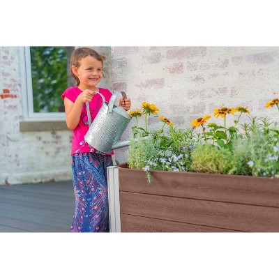 Espresso Brown Vinyl Elevated Garden Planter with Trellis