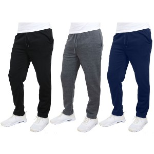 Men's Fleece-Lined Open Bottom Sweatpants -3 Pack - 1 of 2