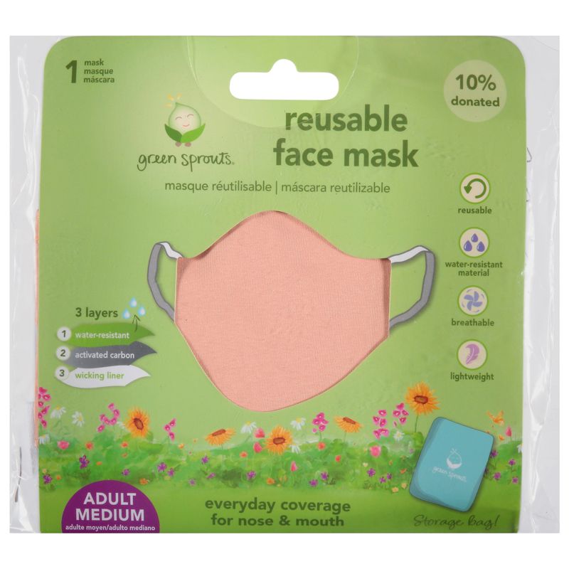 Green Sprouts Coral Reusable Adult Face Mask Medium - 1 ct, 1 of 4