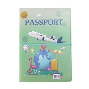 Unique Bargains Cartoon Airplane Landmark Passport Holder Light Green 1 Pc - 1 of 4