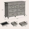 Farmhouse 9-Drawer Dresser 47" Wide - Rustic Wood Chest with Metal Handles, Vintage Storage Organizer for Bedroom to Living Room - 2 of 4