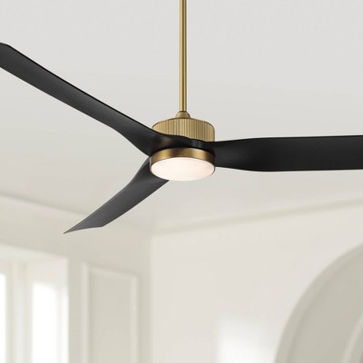 60" Black and Brass Ceiling Fan with LED Light and Remote