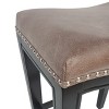 Set of 2 Studded 26 Inch Counter Height Bar Stools with Black Wood Frame , Upholstered Kitchen Chairs-The Pop Home - 4 of 4