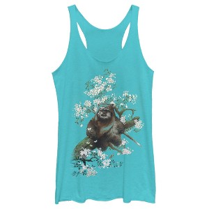 Women's Star Wars Ewok in the Flowers Racerback Tank Top - 1 of 3