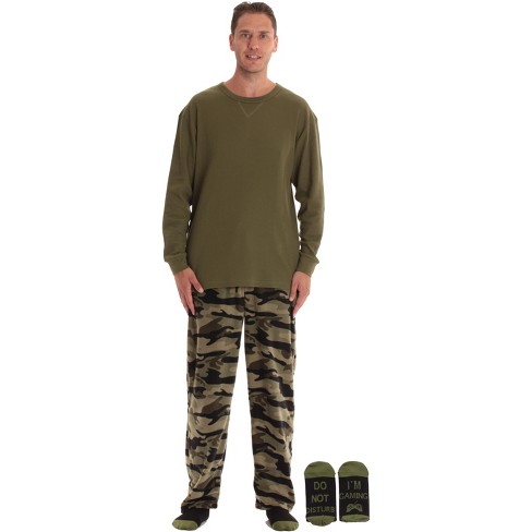 Alpine Swiss Mens Pajama Set Cotton Shirt and Polar Fleece Pants