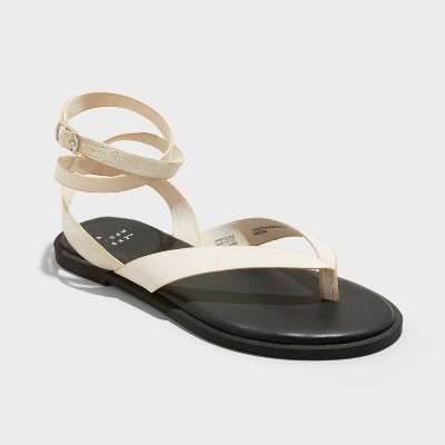 Women's Tarin Ankle Wrap Thong Sandals - A New Day™ Cream