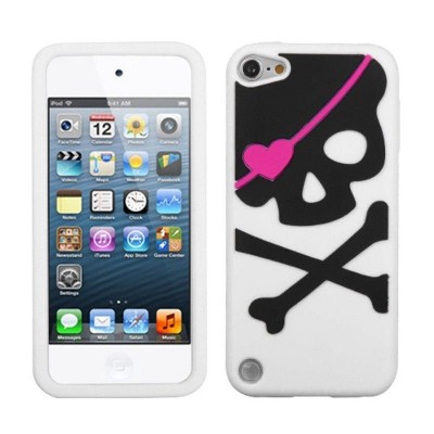 MYBAT For Apple iPod Touch 5th Gen/6th Gen White Black Skull Silicone Rubber Case
