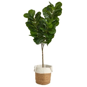 Nearly Natural 6’ Fiddle Leaf Fig Artificial Tree in Handmade Natural Jute and Cotton Planter - 1 of 1