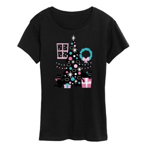 Women's - Instant Message - Christmas Cats, Tree, & Décor Short Sleeve Graphic T-Shirt - 1 of 4