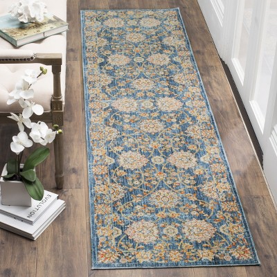 Vintage Turquoise and Multi Traditional Runner Rug