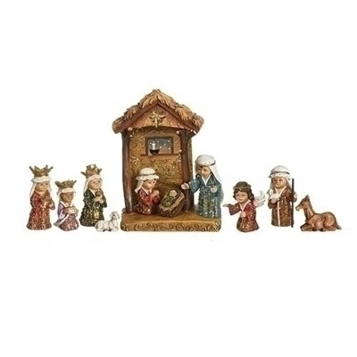Roman 11 Piece Set Resin Christmas Nativity Figurines 7"