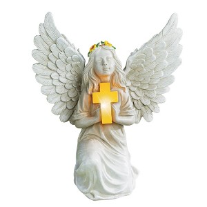 Collections Etc Kneeling Angel with Solar Powered Cross Garden Statue - 1 of 2