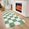 Fluffy Runner Rug Ultra-Soft Shaggy Carpet Runner with Non-Slip Backing, Modern Checkerboard Hallway Rug - 3 of 4