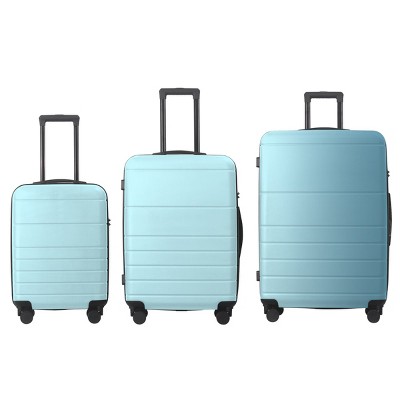 FURNIinspire Bag And Luggage Sets 3 Piece Travel Hard Shell Luggage, Lightweight Rolling Suitcases with Wheels, Blue, 20.87"*11.61"*30.31"