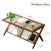 HDZNVF Rattan Coffee Tables for Living Room, Mid Century Modern Coffee Table with Glass Top, Brown - 4 of 4