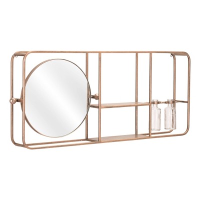 Valera Mirror Shelf Decorative Wall Mirror Gold - ZM Home