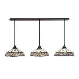 Toltec Lighting Any 3 - Light Chandelier in  Dark Granite with 16" Royal Merlot Art Glass Shade - 1 of 1