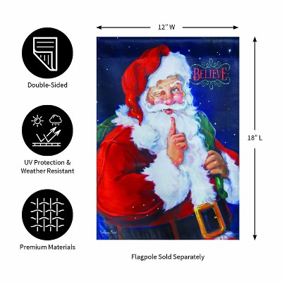Festive Red Suede Santa Garden Flag 12 x 18 Inches