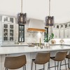 LNC Echonalyri 1-Lights 11.8" Modern Cylinder Pendant  Lights, Gold and Smoked Gray Ribble Glass - 4 of 4