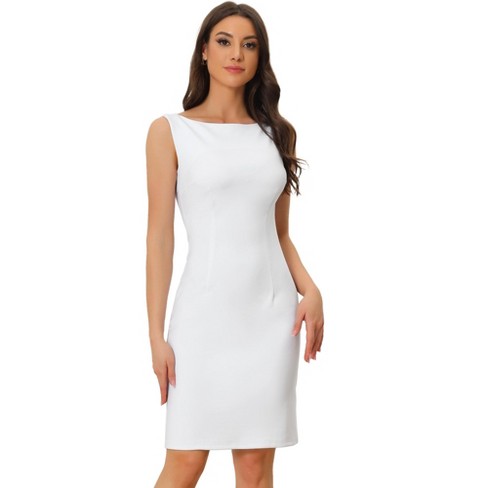 Allegra K Women's Round Neck Slim Fit Sleeveless Split Work Sheath Dresses  : Target