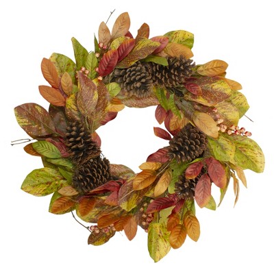 Northlight Leaves and Berries Twig Artificial Thanksgiving Wreath - 26-Inch, Unlit