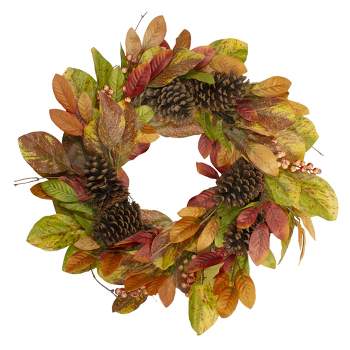 Northlight Leaves and Berries Twig Artificial Thanksgiving Wreath - 26-Inch, Unlit