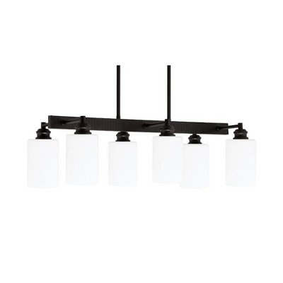 Toltec Lighting Edge 6 - Light Island Pendant Light in  Espresso with 4" White Muslin Shade