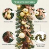 6Ft Pre-Lit Christmas Garland with 20 LED Lights, Pine Cones & Gold Ball Ornaments for Mantle Stairs Table Decorations - 4 of 4