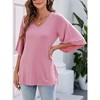Women's 3/4 Bell Sleeve V Neck Loose Fit Tunic Tops - 3 of 4