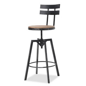 TiramisuBest Set of 2 Bar Stools, 30in Faux Leather Barstool Dining Chairs with PU Upholstery and Steel Frame (Brown) - 1 of 4