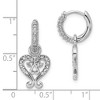 Black Bow Jewelry Rhodium Sterling Silver & CZ Heart, Hinged Hoop Earrings, 12 x 25mm - 3 of 4