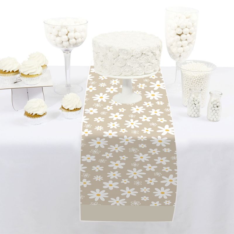 Big Dot of Happiness Tan Daisy Flowers - Petite Floral Party Paper Table Runner - 12 x 60 inches, 2 of 5