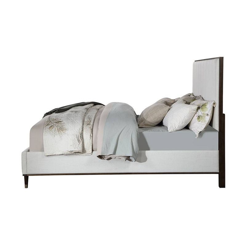 64.25&#34; Queen Bed Carena Bed Light Gray Fabric White Brown Finish - Acme Furniture, 3 of 8