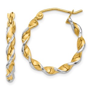 Black Bow Jewelry 2.75mm, Two-tone Twisted Hoops in 14k Yellow Gold and Rhodium, 20mm - 1 of 4
