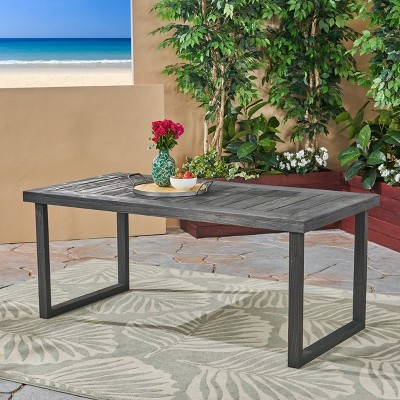 NicBex 69" Outdoor Dining Table,Rectangle Patio Table with Acacia Wood Top for 3-4 Person,Outdoor Furniture,Dark Gray