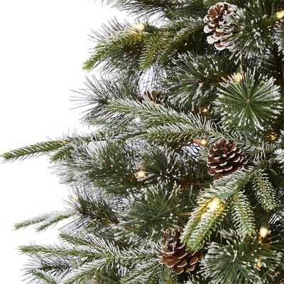 7.5-Foot Snow-Tipped Pine Artificial Christmas Tree with LED Lights