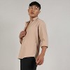Campus Sutra Men Men's Beige Textured Interweave Shirt - 3 of 4