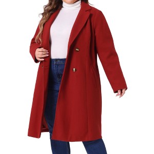 Agnes Orinda Women's Plus Size Fashion Notched Lapel Double Breasted Pea Coats - 1 of 4