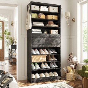 Aheaplus 80-In Tall Shoe Cabinet with Drawers, 9-Tier Shoe Storage Shelves - 1 of 4