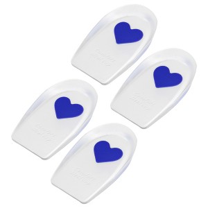 Unique Bargains Silicone Heel Support Cup Pads Orthotic Insole Plantar Care Heel Pads Love Pattern Size 33-39 4Pcs - 1 of 4