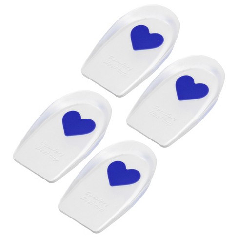 Unique Bargains Silicone Heel Support Cup Pads Orthotic Insole Plantar Care  Heel Pads Love Pattern Size 33-39 Blue 4 Pcs : Target